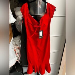 Collectif Red Fishtail Dress size L UK 14 Stretch